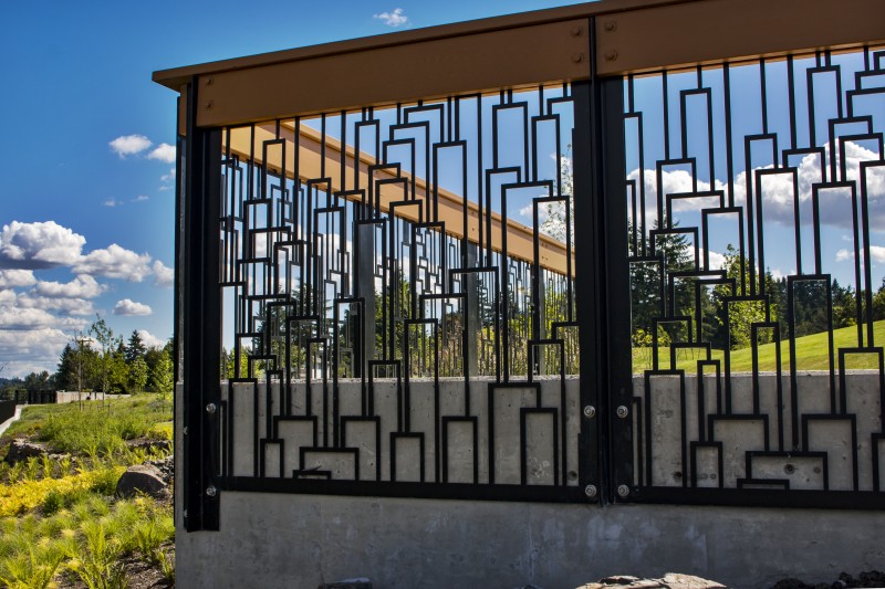 Cascade Pattern Railing with Heavy Duty Frame in a Park