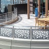 Compound Curved Stainless Steel Apartment Patio Railing with Leaf Laser Cut Pattern